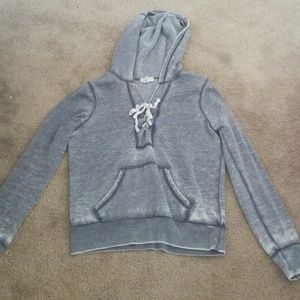 Grey V-neck Hoodie